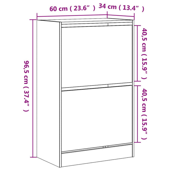Weißer Schuhschrank Antim 60x34x96,5cm (Holz)