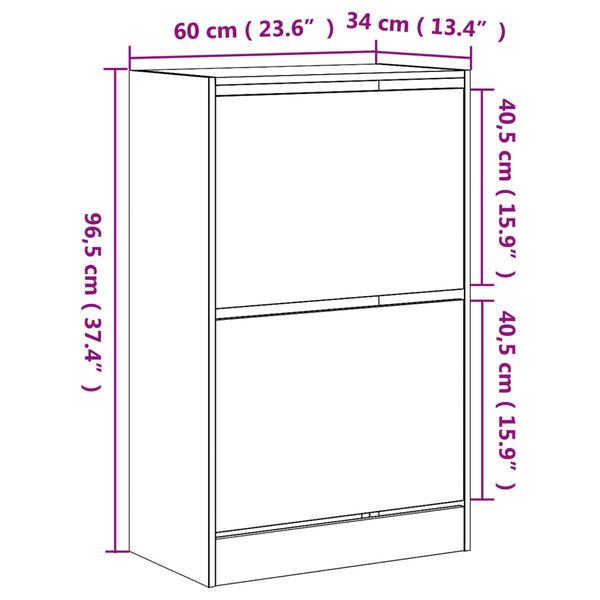 Betongrauer Schuhschrank Antim 60x34x96,5cm (Holz)