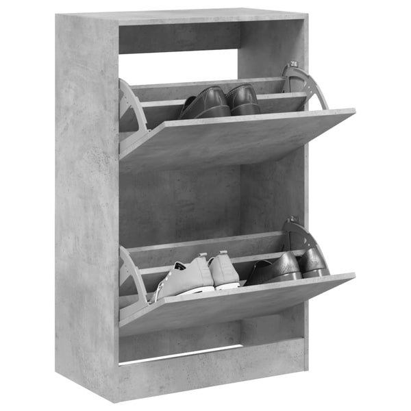 Betongrauer Schuhschrank Antim 60x34x96,5cm (Holz)