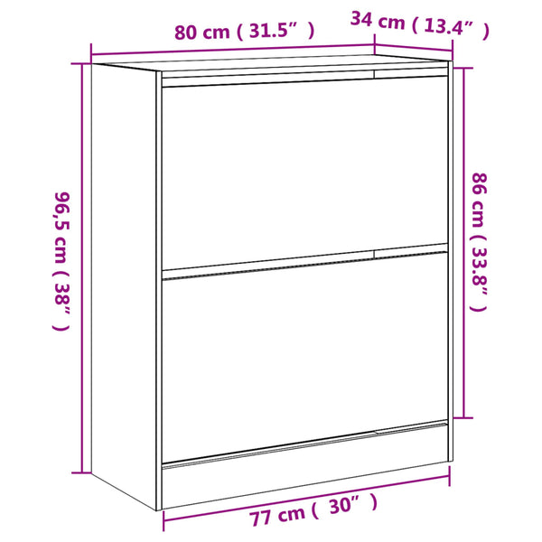 Weißer Schuhschrank Antim 80x34x96,5cm (Holz)