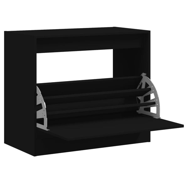 Schwarzer Schuhschrank Antim 80x42x69cm (Holz)