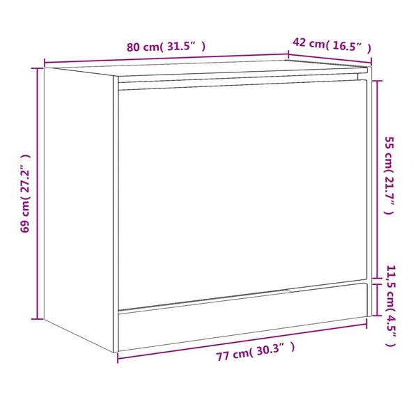 Grauer Schuhschrank Antim 80x42x69cm (Holz)