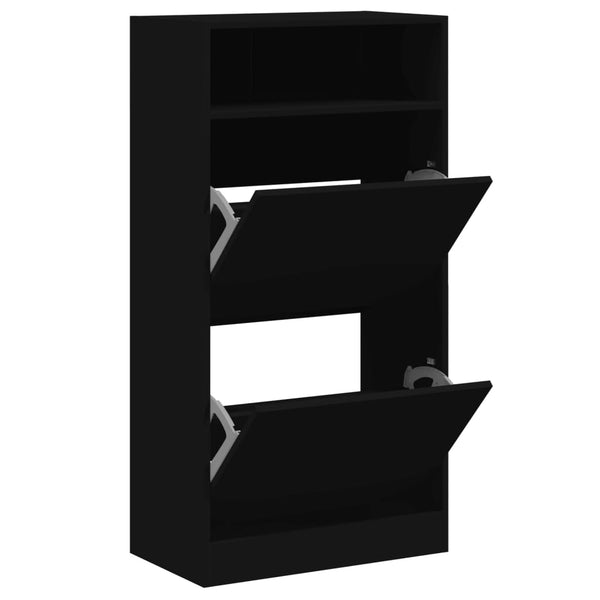 Schwarzer Schuhschrank Licuta 60x34x116cm (Holz)