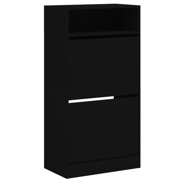 Schwarzer Schuhschrank Licuta 60x34x116cm (Holz)