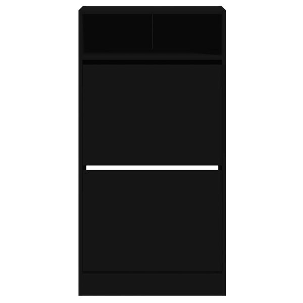 Schwarzer Schuhschrank Licuta 60x34x116cm (Holz)