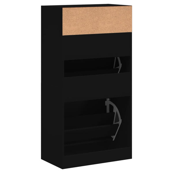 Schwarzer Schuhschrank Licuta 60x34x116cm (Holz)