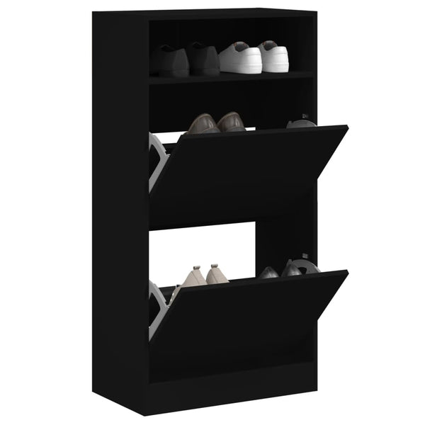 Schwarzer Schuhschrank Licuta 60x34x116cm (Holz)