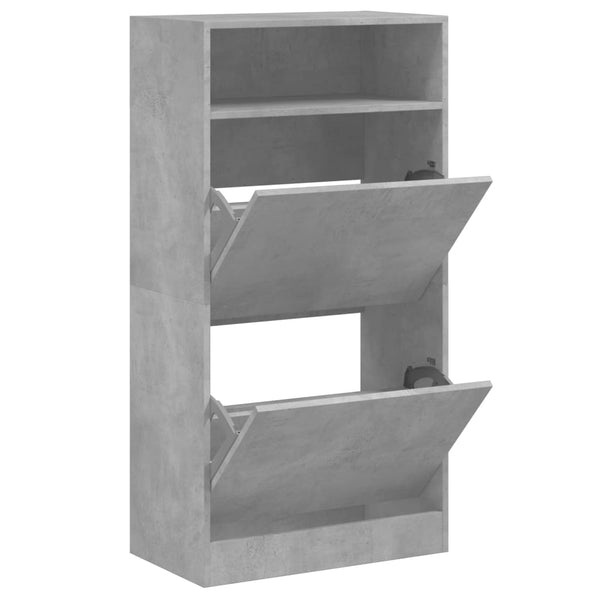 Schuhschrank Licuta betongrau 60x34x116cm (Holz)