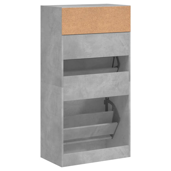Schuhschrank Licuta betongrau 60x34x116cm (Holz)