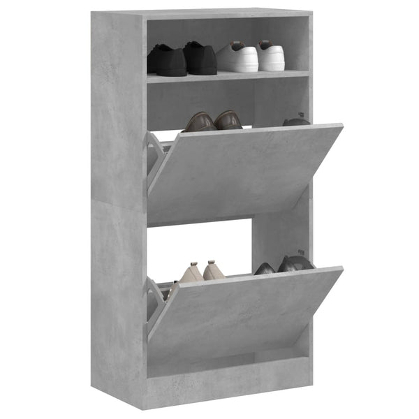 Schuhschrank Licuta betongrau 60x34x116cm (Holz)