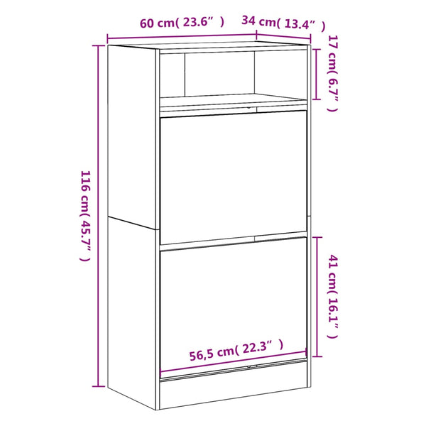 Grauer Schuhschrank Licuta 60x34x116cm (Holz)