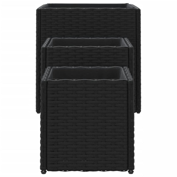 Schwarze Gartenübertöpfe Rebekah (3er-Set Polyrattan)
