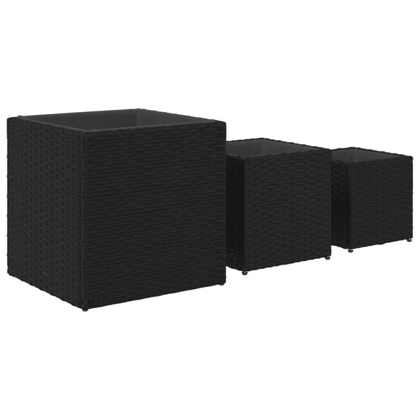 Schwarze Gartenübertöpfe Rebekah (3er-Set Polyrattan)