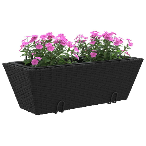 Schwarze Blumenkästen mit Haken von Keamuran (2 Stück Polyrattan)