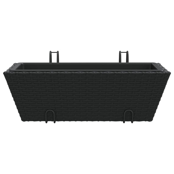 Schwarze Blumenkästen mit Haken von Keamuran (2 Stück Polyrattan)