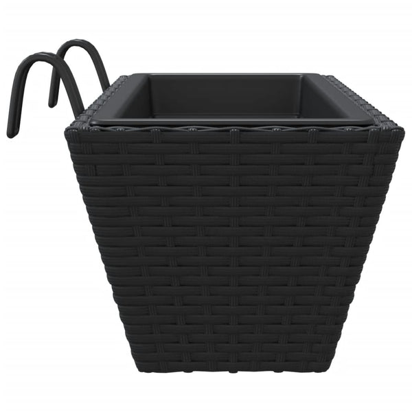 Schwarze Blumenkästen mit Haken von Keamuran (2 Stück Polyrattan)