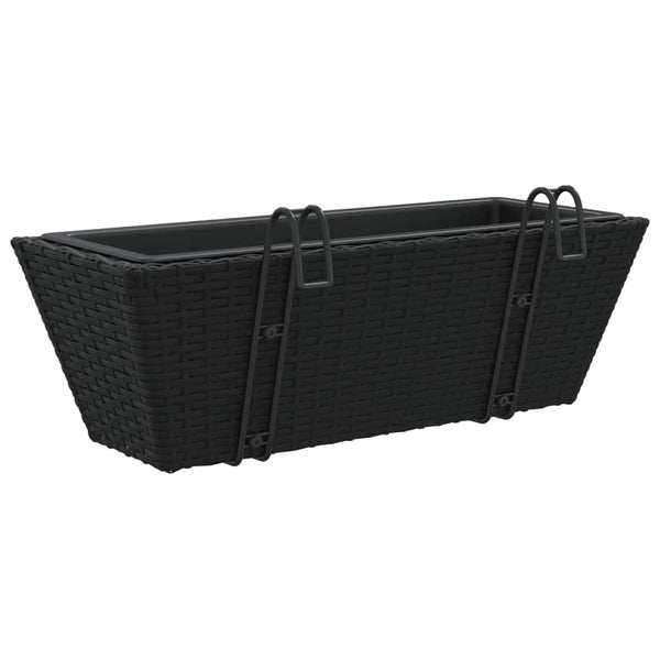 Schwarze Blumenkästen mit Haken von Keamuran (2 Stück Polyrattan)