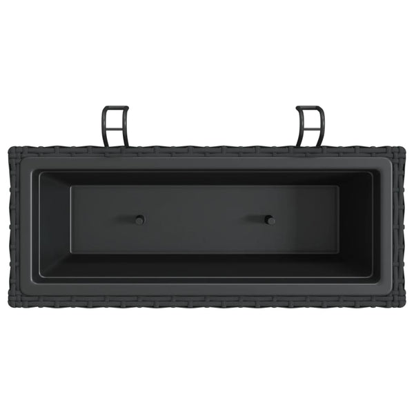 Schwarze Blumenkästen mit Haken von Keamuran (2 Stück Polyrattan)