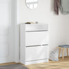 Weißer Schuhschrank Licuta 80x34x116cm (mit 2 Klappfächern)