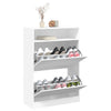 Weißer Schuhschrank Licuta 80x34x116cm (mit 2 Klappfächern)