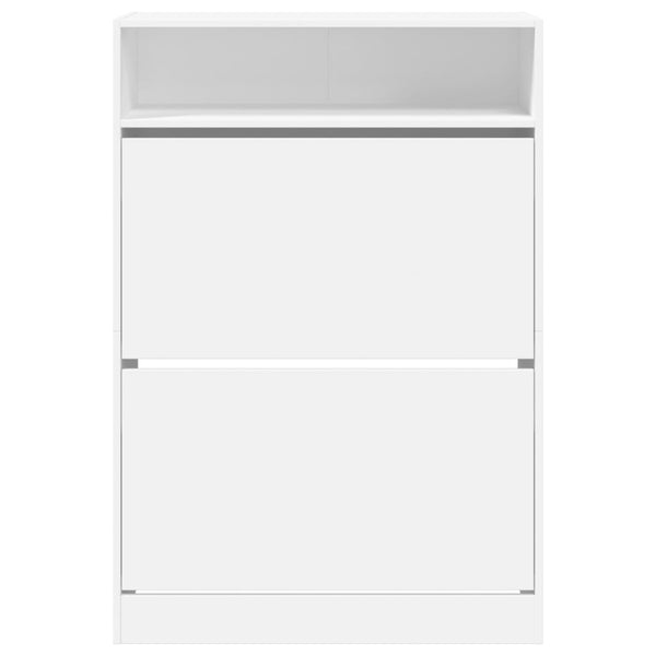 Weißer Schuhschrank Licuta 80x34x116cm (mit 2 Klappfächern)