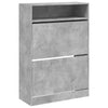 Betongrauer Schuhschrank Licuta 80x34x116cm (mit 2 Klappfächern)