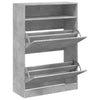 Betongrauer Schuhschrank Licuta 80x34x116cm (mit 2 Klappfächern)