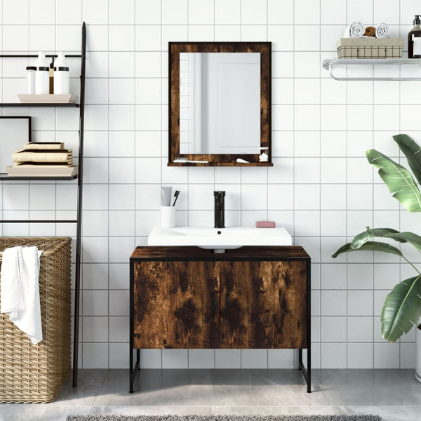 Badezimmermöbel-Set Tadeus (2-teilig, Räuchereiche, Holz)