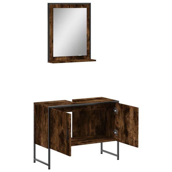 Badezimmermöbel-Set Tadeus (2-teilig, Räuchereiche, Holz)