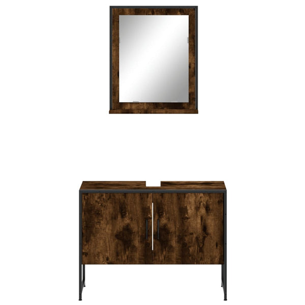 Badezimmermöbel-Set Tadeus (2-teilig, Räuchereiche, Holz)