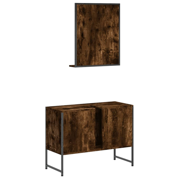 Badezimmermöbel-Set Tadeus (2-teilig, Räuchereiche, Holz)
