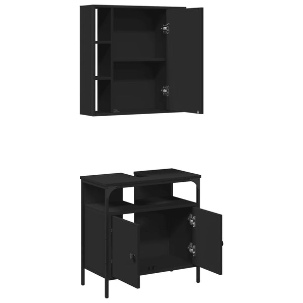 Schwarzes Badmöbelset Miami (2-teilig, Holz)