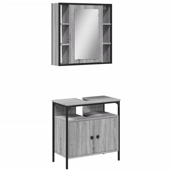 Graues Badmöbel-Set Miami (2-teilig, Sonoma-Eiche)