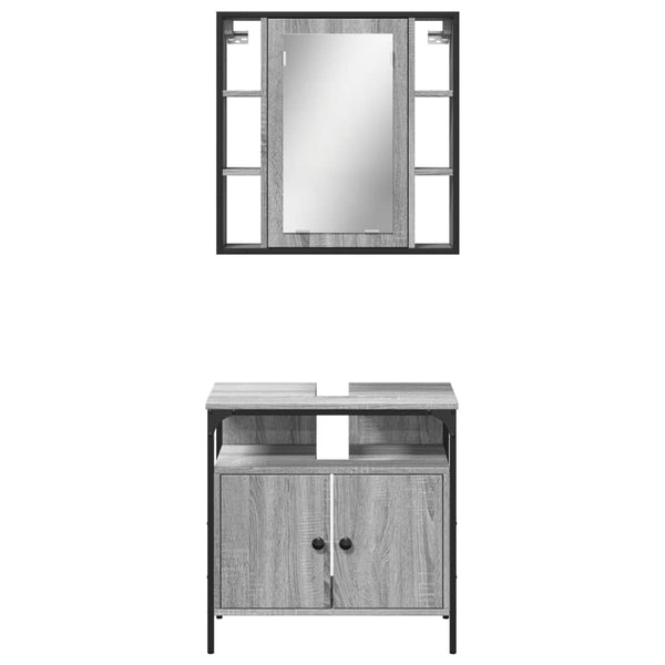 Graues Badmöbel-Set Miami (2-teilig, Sonoma-Eiche)