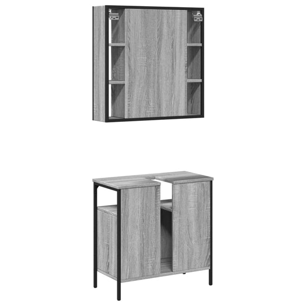 Graues Badmöbel-Set Miami (2-teilig, Sonoma-Eiche)