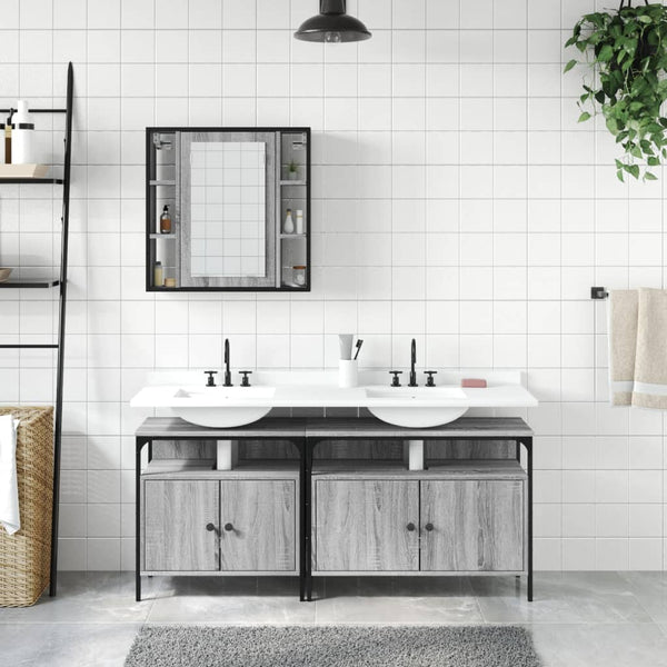 Grauer Badezimmerschrank Releu 3-teilig (Sonoma-Holz)