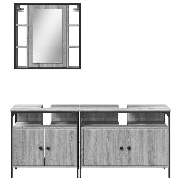 Grauer Badezimmerschrank Releu 3-teilig (Sonoma-Holz)