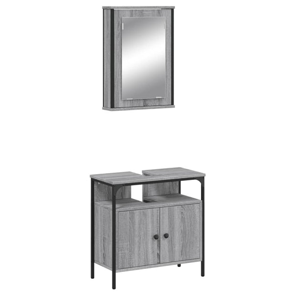 Graues Badezimmermöbel-Set Timbalaru (2-teilig, Sonoma-Holz)