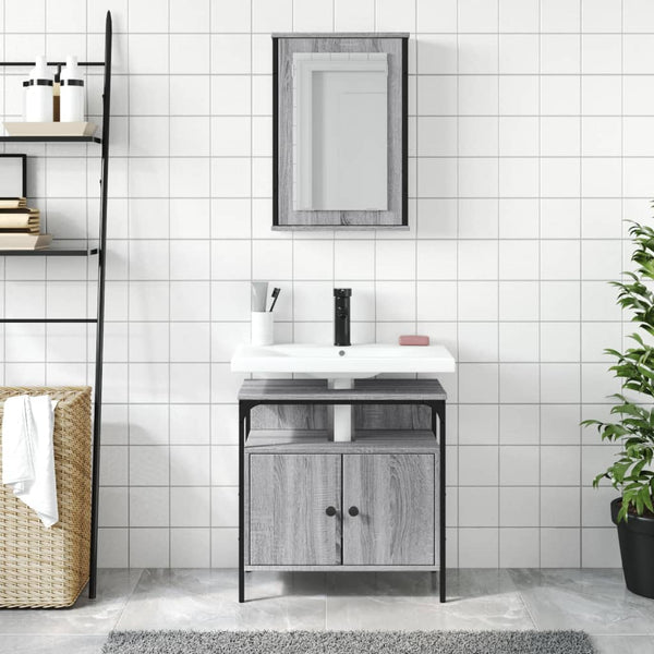 Graues Badezimmermöbel-Set Timbalaru (2-teilig, Sonoma-Holz)