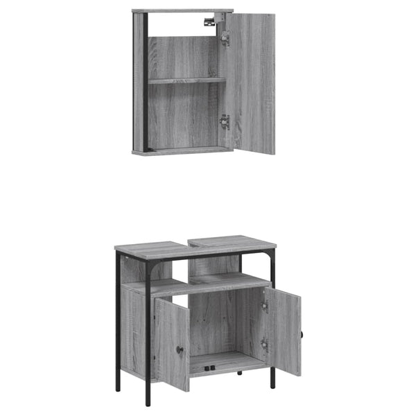 Graues Badezimmermöbel-Set Timbalaru (2-teilig, Sonoma-Holz)