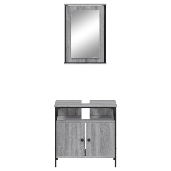 Graues Badezimmermöbel-Set Timbalaru (2-teilig, Sonoma-Holz)