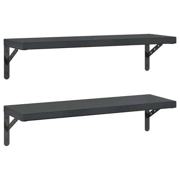 Schwarze Wandregale Niolina 75x23,5cm (2 Stück Edelstahl)