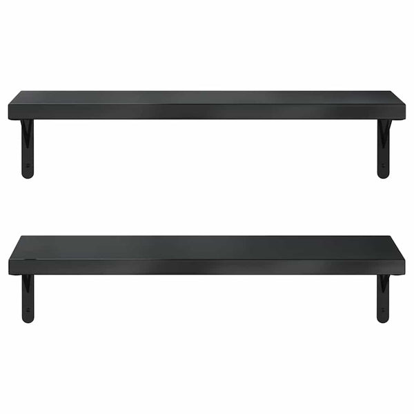 Schwarze Wandregale Niolina 75x23,5cm (2 Stück Edelstahl)