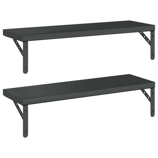 Schwarze Wandregale Niolina 75x23,5cm (2 Stück Edelstahl)