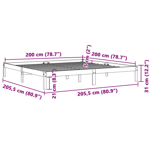 Bettgestell Tomiris 200x200cm (Kiefer) bernsteinfarben