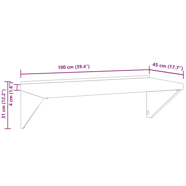 Wandregal Silber Miruna 100x45x31cm (Edelstahl)