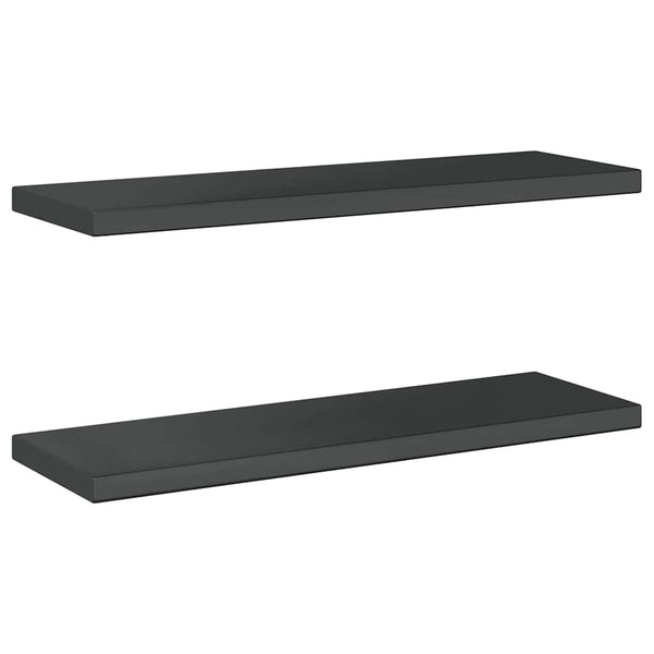 Wandregale Vlasceanu, schwarz, 75x23,5x3cm (2 Stück Edelstahl)