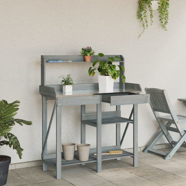 Graues Pflanzbeet mit Regalen Traiana (sechs)