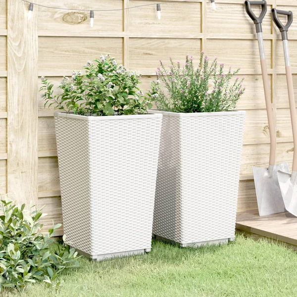 Weiße Außenblumenkästen Falusa 32,5x32,5x57cm (2 Stück pro Packung)