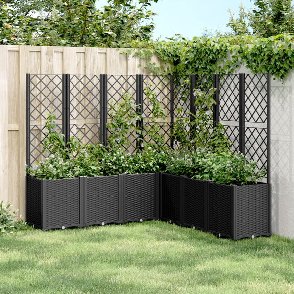 Schwarzer Blumenkasten mit Spalier Avery 160x160x140cm (pp)